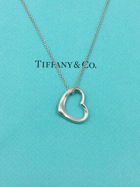 Authentic Tiffany & Co 925 Silver Large (22mm) Open Heart Necklace